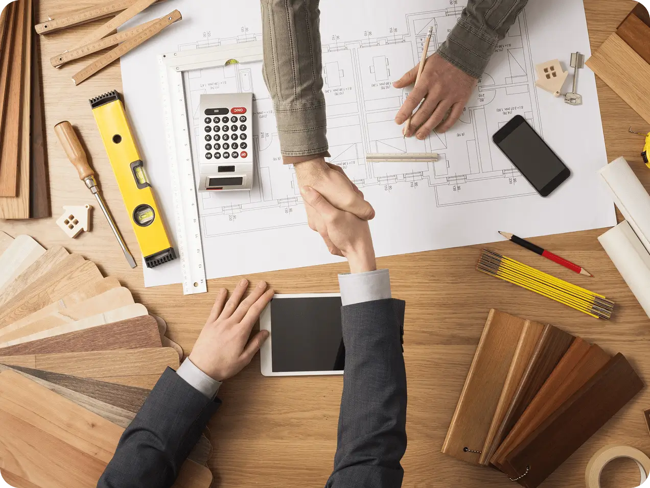 Contract agreement over architectural plans and samples